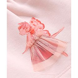 Bonfino Knit Fleece Winter Frock with Full Sleeves and Fairy Applique in Pink for 9-12 Months