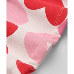 Bonfino Knit Winter Frock with Full Sleeves and Hearts Print in Pink for 6-9 Months