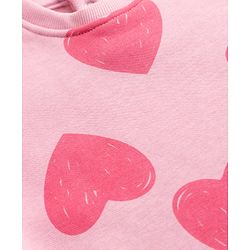 Bonfino Cotton Mix Knit Oversized Winter Frock with Full Sleeves and Hearts Print in Pink