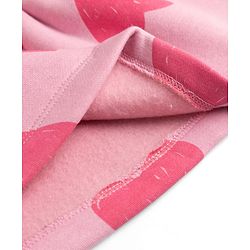 Bonfino Cotton Mix Knit Oversized Winter Frock with Full Sleeves and Hearts Print in Pink