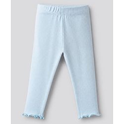 Bonfino Cotton Fleece Knit Full Sleeves Oversized Sweatshirt and Legging Set with Bow & Cat Print - White & Blue