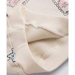 Bonfino Cotton Fleece Knit Full Sleeves Oversized Sweatshirt and Legging Set with Bow & Cat Print - White & Blue