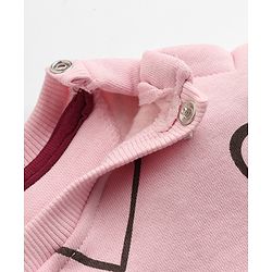 Bonfino Cotton Mix Knit Full Sleeves Oversied Winter Wear Suit With Heart Print - Pink