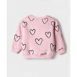 Bonfino Cotton Mix Knit Full Sleeves Oversied Winter Wear Suit With Heart Print - Pink