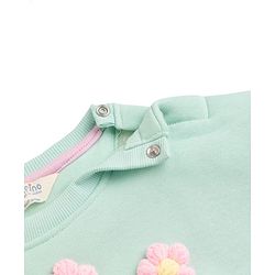 Bonfino Knit Winter Wear Suit with Full Sleeves and Floral Applique in Aqua Blue