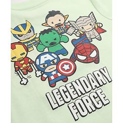 Bonfino Marvel 100% Cotton Single Jersey Knit Half Sleeves T-Shirt & Shorts Set With Avengers Graphic - Sea Green