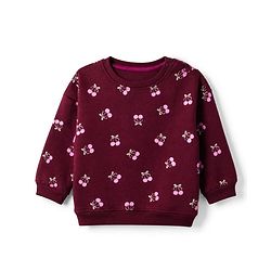 Bonfino Cotton Mixes Fleece Knit Full Sleeves Sweatshirt and Leggings with Cherries Print - Brown