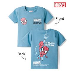 Bonfino Marvel Cotton Knit T-Shirt with Half Sleeves and The Amazing Spider-Man Print for in Blue