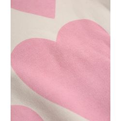 Bonfino Cotton Fleece Knit Full Sleeves Oversized Sweatshirt and Pant Set with Heart Print - Off White & Pink