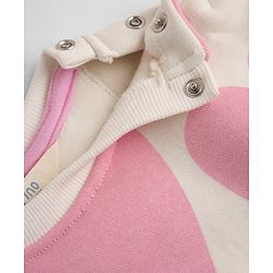 Bonfino Cotton Fleece Knit Full Sleeves Oversized Sweatshirt and Pant Set with Heart Print - Off White & Pink