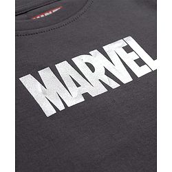 Bonfino Marvel Cotton Knit Half Sleeves T-Shirt with Avengers Print Front & Back - Grey
