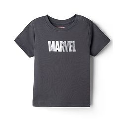 Bonfino Marvel Cotton Knit Half Sleeves T-Shirt with Avengers Print Front & Back - Grey