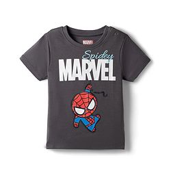 Bonfino Marvel Cotton T-Shirts with Half Sleeves and Avengers Print in Blue , White & Grey Pack of 3 for 3-6 Months