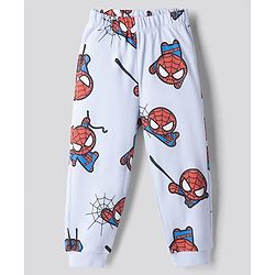 Bonfino Marvel Single Jersey Knit Full Sleeves Co-Ords T-Shirt & Pyjama Night Suit with Spider Man Print - Sky Blue