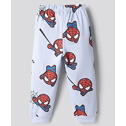 Bonfino Marvel Single Jersey Knit Full Sleeves Co-Ords T-Shirt & Pyjama Night Suit with Spider Man Print - Sky Blue