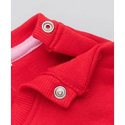 Bonfino Cotton Mix Knitfull Sleeves Winter Wear Set With Oversized Sweatshirt Bow Applique and All Over Bow Print in Red White