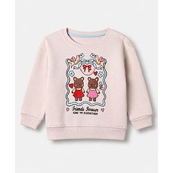 Bonfino Cotton Mix Knit Full Sleeves Oversized Winter Sweatshirt and Leggings Set With Bear Print - Pink & Aqua Blue