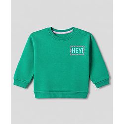 Bonfino Cotton Fleece Knit Full Sleeves Winter Wear Suit With Text Print - Green