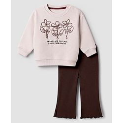 Bonfino Knit Winter Wear Suit with Full Sleeves and Floral Embroidery in Light Pink