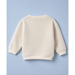 Bonfino Cotton Mix Fleece Knit Full Sleeves Oversized Winter Sweatshirt and Pyjama Set with Applique - Off White & Pink