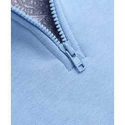 Bonfino Cotton Mixes Fleece Knit Full Drop Shoulder Sleeves Oversized Sweatshirt and Pant Set with Strawberry Print - Light Blue