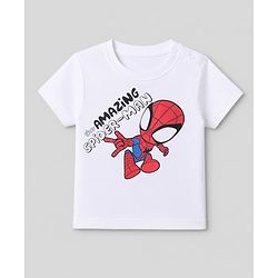 Bonfino Marvel 100% Cotton Single Jersey Knit Half Sleeves T-Shirt & Shorts Set With Spiderman Graphic - White