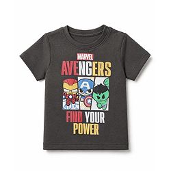 Bonfino Marvel 100% Cotton Single Jersey Knit Half Sleeves T-Shirt & Shorts Set With Marvel Graphic - Grey