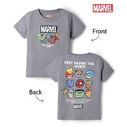 Bonfino Marvel Cotton Half Sleeves T-Shirt with Avengers Print Front & Back - Grey