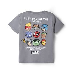 Bonfino Marvel Cotton Half Sleeves T-Shirt with Avengers Print Front & Back - Grey