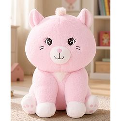 Bonfino Plush Cat Soft Toy 30 cm - Pink| Ultra Soft & Cuddly|Plush Snuggle Companion| Lightweight & Travel Friendly| BIS Certified| Ideal Gift for Babies & Kids| Home & Car Decor