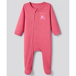 Bonfino 100% Cotton Knit Full Sleeves Sleep Suit with Heart & Bear Print Pack of 3 - Pink , Dark Pink & White