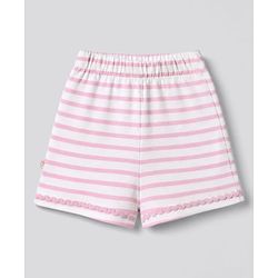 Bonfino Knit 100% Cotton Bow & Stripe Printed Shorts Pack of 3 -red, White & Pink