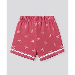 Bonfino Knit 100% Cotton Bow & Stripe Printed Shorts Pack of 3 -red, White & Pink