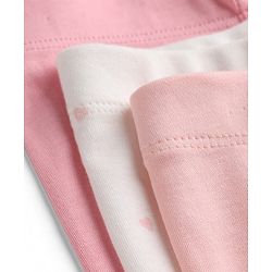 Bonfino 100% Cotton Knit Full Length Solid & Hearts Printed  Leggings Pack of 3 - Light Pink & White