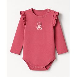 Bonfino Cotton Knit 100% Cotton Full Sleeves Teddy Bear Printed Onesies Pack of 3 - White & Pink