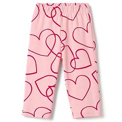 Bonfino 100% Cotton Knit Full Sleeves Co-Ords Shirt & Pyjama Night Suit with Heart Print - Pink