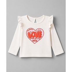 Bonfino 100% Cotton Knit Full Sleeves T-Shirts with Frill Detailing and Hearts Print Pack of 3 - Light Pink Pink & White