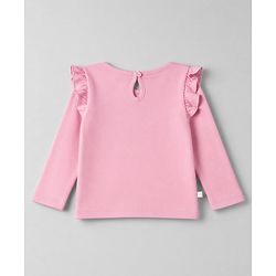 Bonfino 100% Cotton Knit Full Sleeves T-Shirts with Frill Detailing and Hearts Print Pack of 3 - Light Pink Pink & White