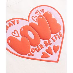 Bonfino 100% Cotton Knit Full Sleeves T-Shirts with Frill Detailing and Hearts Print Pack of 3 - Light Pink Pink & White