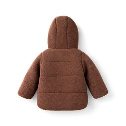 Bonfino Woven Full Sleeves  Fleece Hooded Jackets with Bear Patch & Applique - Dark Brown