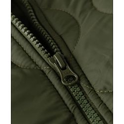 Bonfino Woven Full Raglan Sleeves Solid Color Block Winter Quilted Puffed High Neck Jacket - Dark Green