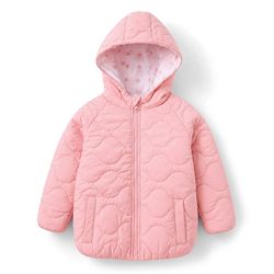 Bonfino Woven Full Sleeves Hooded Padded/Quilted/ Winter Jacket - Pink
