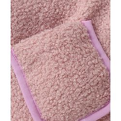 Bonfino Sherpa Fleece Quilted Hooded Jacket with Full Sleeves & Applique - Peach