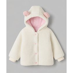 Bonfino Sherpa Fleece Quilted Jacket with Full Sleeves in White for 6-9 Months