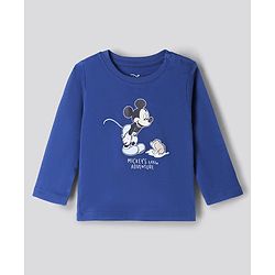 Bonfino Disney 100% Cotton Interlock Knit T-Shirt & Pyjama Night Suit with Mickey Mouse Graphic Print in White & Blue Pack of 3