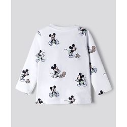 Bonfino Disney 100% Cotton Interlock Knit T-Shirt & Pyjama Night Suit with Mickey Mouse Graphic Print in White & Blue Pack of 3