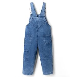 Bonfino Cotton Mix Woven Sleeveless Dunagree With Label - Blue