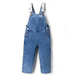 Bonfino Cotton Mix Woven Sleeveless Dunagree With Label - Blue