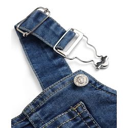 Bonfino Cotton Elastane Woven Sleeveless Denim Dungaree With Label Detail - Blue