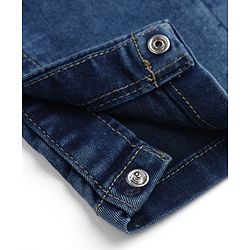 Bonfino Cotton Elastane Woven Sleeveless Denim Dungaree With Label Detail - Blue